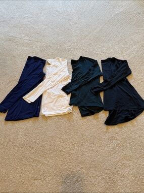 Lot of 4 Lululemon Long Sleeve Scoop Neck Tops - Navy, White, Black, Dark Green